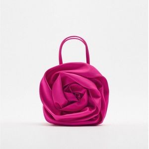 ZARA Satin Flower Shoulder Bag